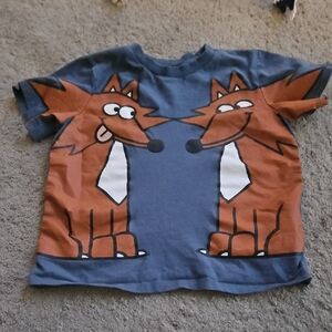 Kids Fox Graphic T-Shirt - Blue and Brown